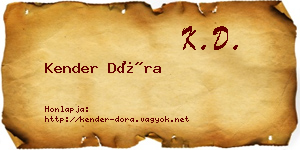 Kender Dóra névjegykártya